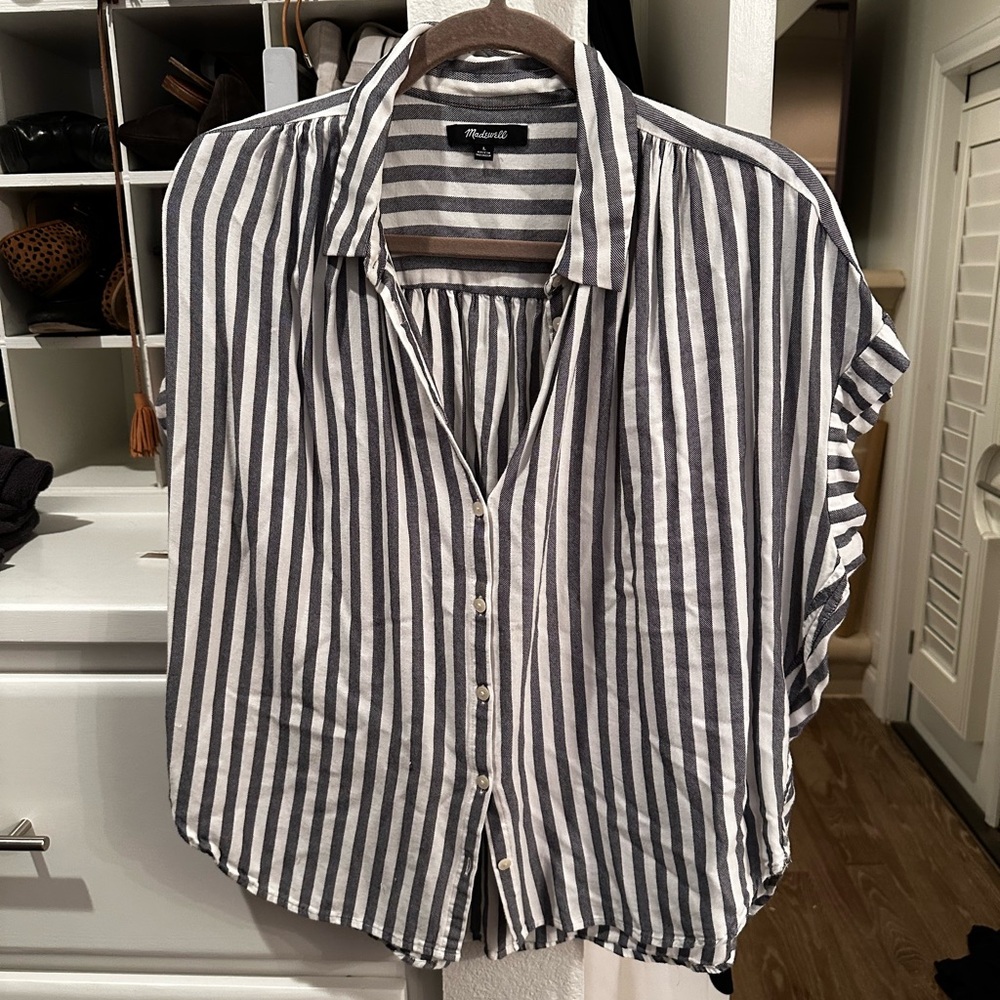 Madewell grey and white striped Courier shirt